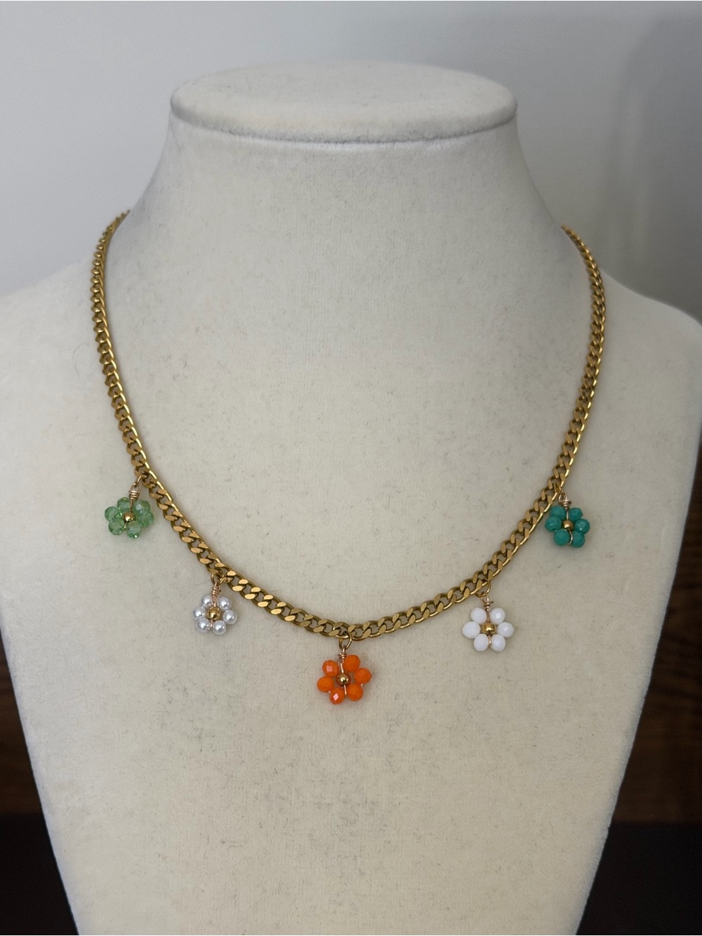 Flower Bead Charm Necklace